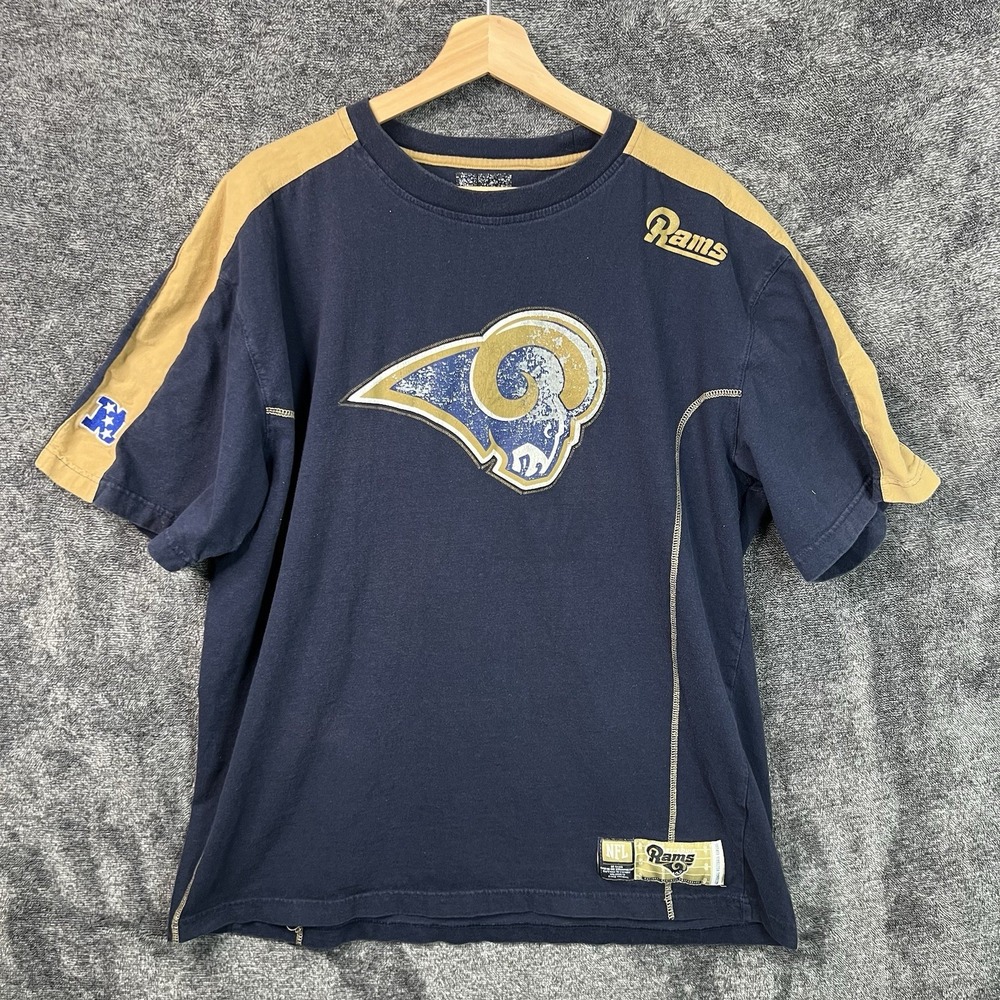 St Louis Rams NFL Men's Size XL Graphic Shirt T-Shirt Vintage Brown Blue NFC